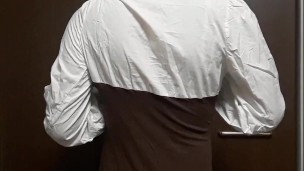 女装 着替え 男の娘 透け シースルー 手袋 下着 素人 フェチ もっこり 脱衣 着衣 清楚 ワンピース 学校 japanese transgender amateur hentai asian re