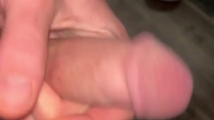Cock play through bottom of boxer briefs