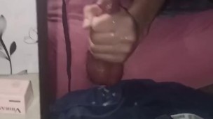 Stroking my horny cock through my slit pants—pinoy