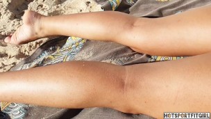 Sexy girl naked on the beach. My boyfriend loves to show my ass hole and pussy in public places