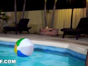 MYGF - Sexy Teen In Bikini (Dixie Lynn) Taking Dick Outdoors Poolside 3/16
