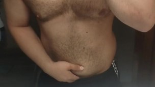 Bodybuilder has a hard on while flexing