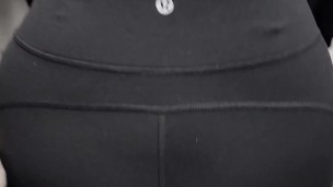 Pawg thick teen gf teases and bends over in tight leggings