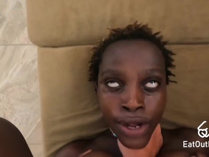 ANAL 24 yo African black slut Gracy loves taking white dick in her ass!