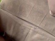 she sucks me in the garage on her way home from work and i cum on her pantyhose 15/16