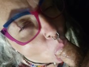 Teaser of Silver 420 MILF Hippie blowing their Daddy -- Death PixZ Stx does Porn on OF 9/16