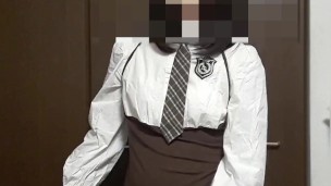 女装  男の娘 オナニー TENGA 制服 射精 精液 手袋 下着 素人 フェチ もっこり 絶頂 勃起  着衣 trap japanese transgender amateur hentai asi