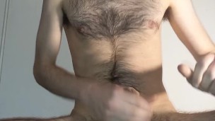 Hairy man is masturbating