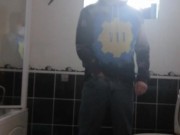 LongJohn0Hara wanking in the bathroom with his jeans on 1/16