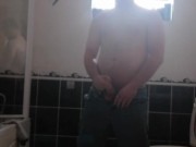 LongJohn0Hara wanking in the bathroom with his jeans on 10/16