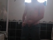 LongJohn0Hara wanking in the bathroom with his jeans on 12/16