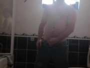 LongJohn0Hara wanking in the bathroom with his jeans on 14/16