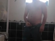 LongJohn0Hara wanking in the bathroom with his jeans on 4/16
