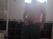 LongJohn0Hara wanking in the bathroom with his jeans on 5/16