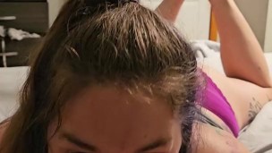 Bare feet pose POV blowjob