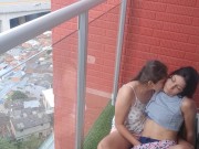 I fuck my stepbrother's girlfriend on the balcony of the apartment. 15/16
