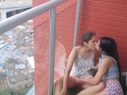 I fuck my stepbrother's girlfriend on the balcony of the apartment. 3/16