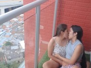 I fuck my stepbrother's girlfriend on the balcony of the apartment. 6/16