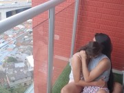 I fuck my stepbrother's girlfriend on the balcony of the apartment. 9/16