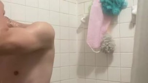 White twink takes a shower naked waiting for you?