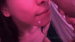 Teen Sucks Monster Cock In Fishnets