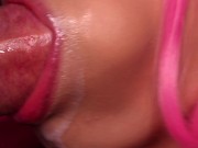 CLOSE UP: BEST MILKY Sensual BLOWJOB for YOUR Hard DICK! PINK HAIR! Delicious CUM in Mouth ASMR 4K 13/16