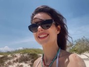 Hot girl with big tits masturbate on a public beach with anal plug until squirt 1/16