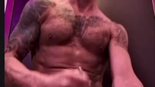 Jacking off with huge cum shot