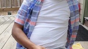 Black Nerd Cums Outside