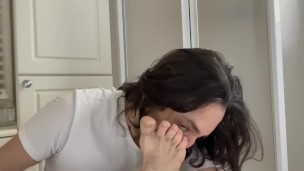 Self foot sniffing worship stinky soles