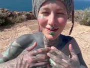 Happy hippie girl having a big cumshot load in her face after getting hard anal fucked in puplic 6/16