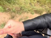 Walking in a forest with my girlfriend ended with handjob 15/16