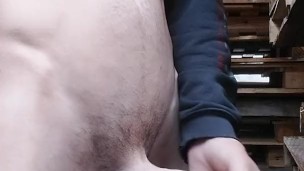 Cock play outside at work