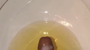 Piss And Cum All Over My Suction Dildo In The Toilet And Then Suck Off The Cum From The Tip