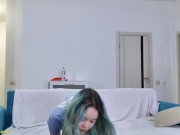 cute skinny real flexible stepsister stretching her limber body 1/16