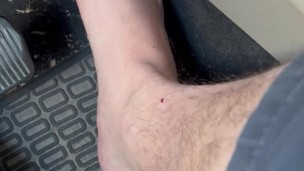 Man Toes Pedal Pushing Feet Rough After Work Barefoot