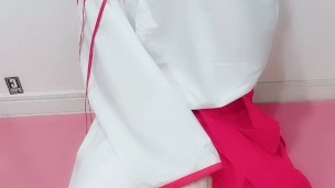 Japanese gayboy with miko cosplay masturbation♡♡【sissy crossdresser 男の娘 ladyboy】