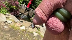 Barefoot pissing outdoors. Watch to the end.