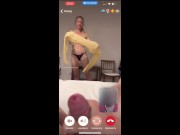 My husband is jerking and cum front my mom  while we talk with her by video call. 12/16