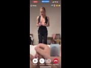 My husband is jerking and cum front my mom  while we talk with her by video call. 6/16