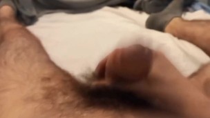 Hairy man is masturbating