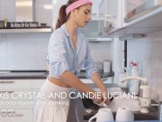 Lesbea Cleaner Candie Luciani gets anal dildo from pussy eating blonde boss 1/16