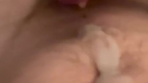 Boy fills belly button with big load