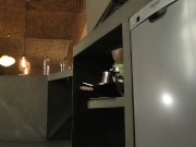 Busty Big Boobs Sexy Horny and Hot Housewife in a Miniskirt without underwear shows her tight and wet pussy with thick legs 1/16