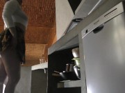 Busty Big Boobs Sexy Horny and Hot Housewife in a Miniskirt without underwear shows her tight and wet pussy with thick legs 16/16