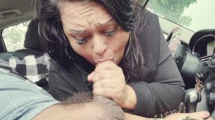 Risky public cock sucking, deep throating and gagging my man’s dick on Cinco De Mayo
