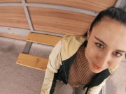 Risky Public Blowjob on a Bus Station near the Road - Almost Caught! - Black Lynn 1/16