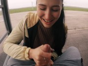 Risky Public Blowjob on a Bus Station near the Road - Almost Caught! - Black Lynn 9/16