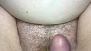 BIG TIT CHUBBY HOUSEWIFE GETS CUM SHOT ONTO HER CHUBBY BELLY AND HAIRY PUSSY