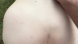 With a girl in a field in nature I put a dick deep in her pussy